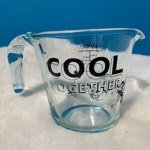 Pyrex Clear Glass Cup with Black 'Cool Together' Design